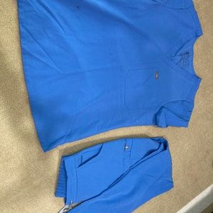 Used XS Figs scrubs set in ceil blue